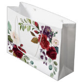 12.5lx4wx9h große Geschenktasche Weiße Rosen Gold Große Geschenktüte (Vorderseite Schrägansicht)