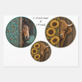 12 & 8" runde Rustikale Bauernhoftiere  Geschenkpapier Set (Vorderseite)