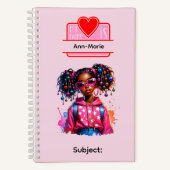 12 African American Girl Writing Supplies Students Notizblock (Vorderseite)
