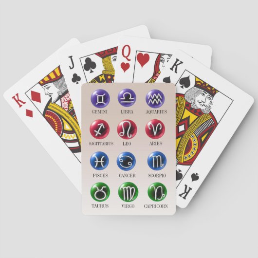 12 Astrologie Zodiac Zeichen auf Kristallkugeln Spielkarten (Rückseite)