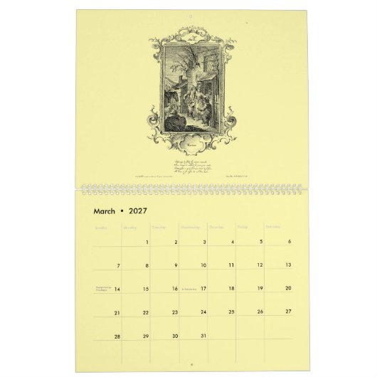 12 Baroque Rococo ca. 1766 Calendar Prints Kalender (Mär 2027)