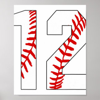 #12 Baseball Laces Baseball Jersey Nummer 12 12. Poster