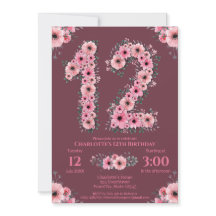 12. Big Birthday Girl Pink Blume Green Foliage