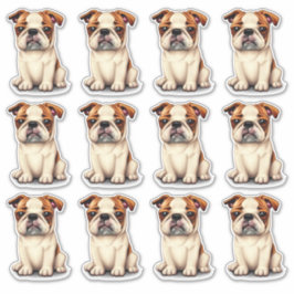 12 Bulldoggen Welpen Aufkleber