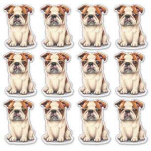 12 Bulldoggen Welpen Aufkleber
