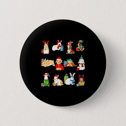 12 Bunny Of Christmas Bunny Rabbit Christmas Xmas  Button (Vorderseite)