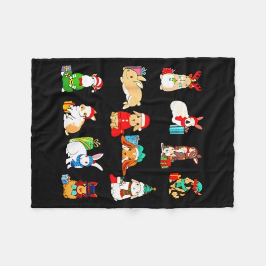 12 Bunny Of Christmas Bunny Rabbit Christmas Xmas  Fleecedecke (Vorderseite (Horizontal))