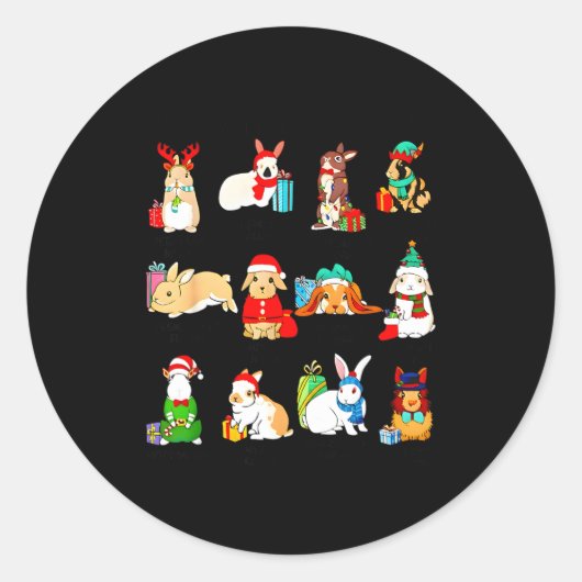 12 Bunny Of Christmas Bunny Rabbit Christmas Xmas  Runder Aufkleber (Vorderseite)