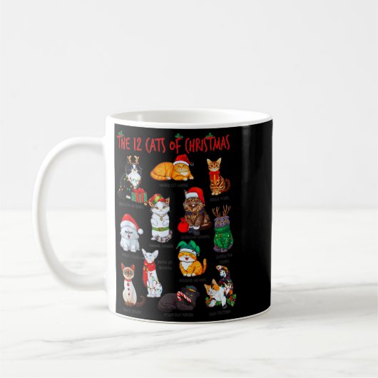 12 Cats Of Christmas Funny Holiday Xmas Cat Lover Kaffeetasse (Links)