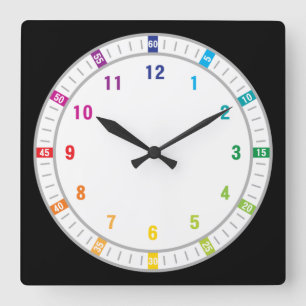 12 Color Rainbow Quadratische Wanduhr