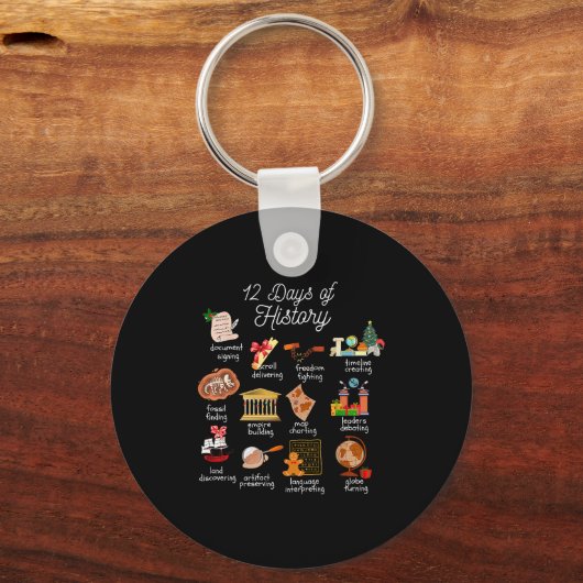 12 Day Of History Teacher Christmas Social Studies Schlüsselanhänger (Vorderseite)