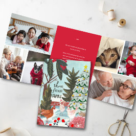 12 days Christmas Three French Hens Photo Holiday Dreifach Gefaltete Einladung