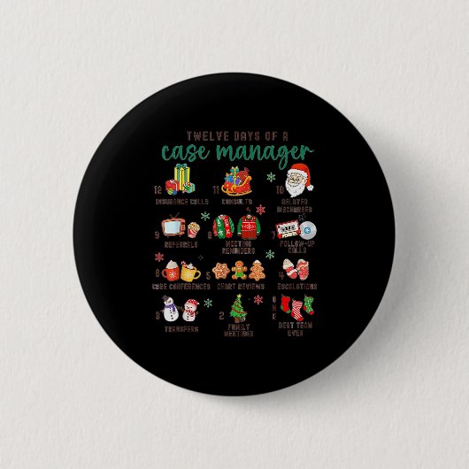 12 Days Nurse Case Management Christmas Case Manag Button (Vorderseite)