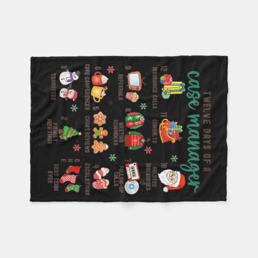 12 Days Nurse Case Management Christmas Case Manag Fleecedecke (Vorderseite (Horizontal))