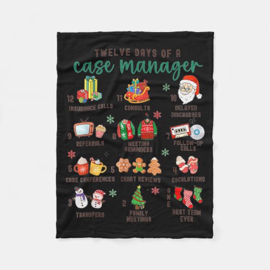12 Days Nurse Case Management Christmas Case Manag Fleecedecke (Vorderseite)