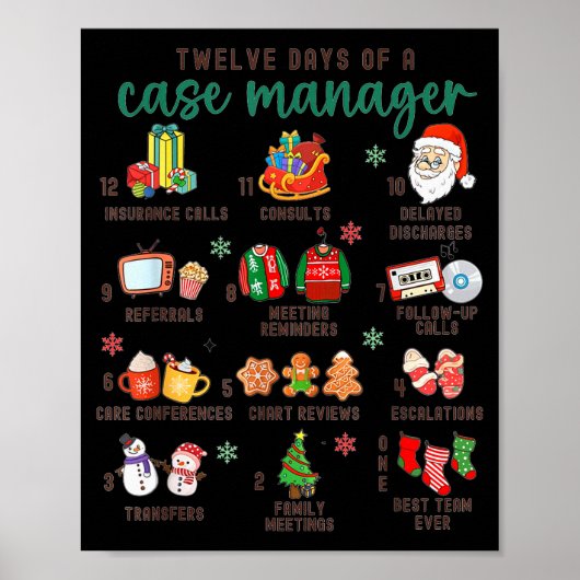 12 Days Nurse Case Management Christmas Case Manag Poster (Vorne)