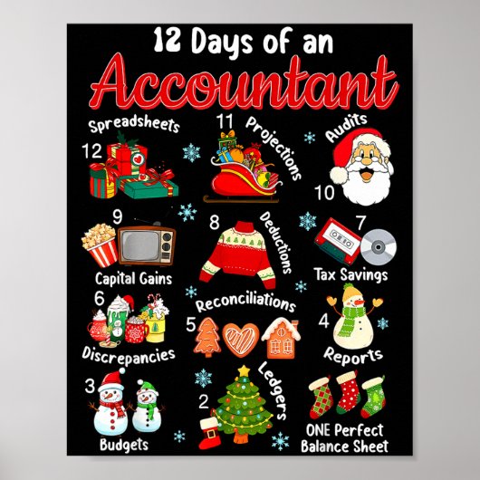 12 Days Of Accountant Christmas Accounting Major M Poster (Vorne)