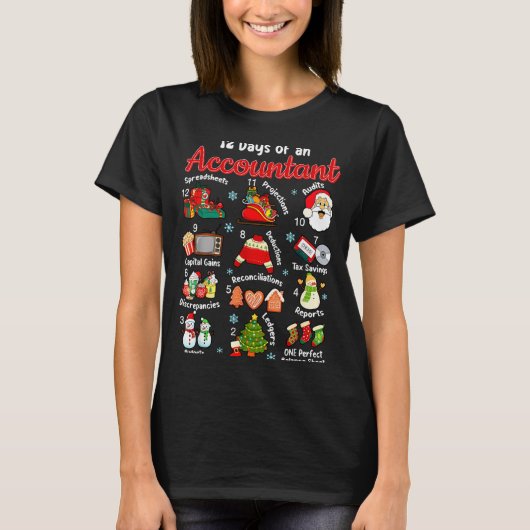 12 Days Of Accountant Christmas Accounting Major M T-Shirt (Vorderseite)