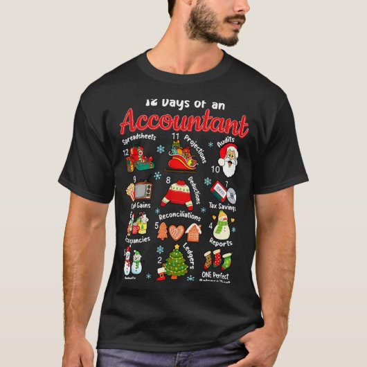 12 Days Of Accountant Christmas Accounting Major M T-Shirt (Vorderseite)