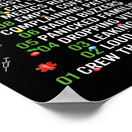 12 Days Of An Ems Emt Icu Nurse Christmas Xmas Fun Poster (Ecke)