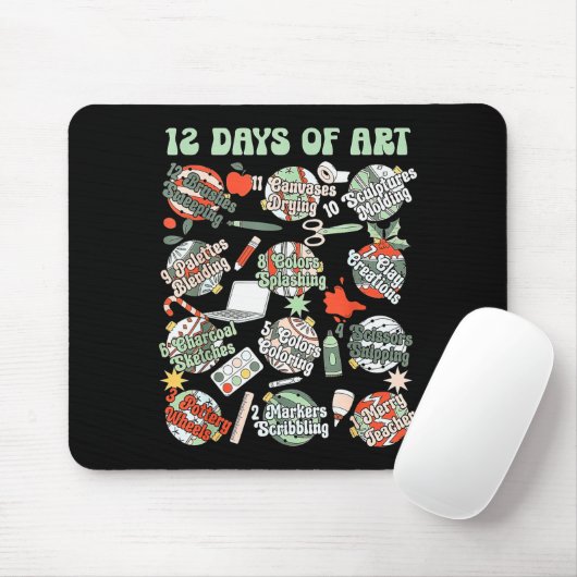 12 Days Of Art Teacher Christmas Artists Painter E Mousepad (Mit Mouse)