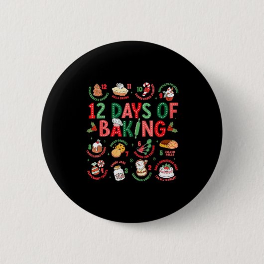 12 Days Of Baking Baker Christmas Cook Chef Baking Button (Vorderseite)