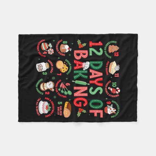 12 Days Of Baking Baker Christmas Cook Chef Baking Fleecedecke (Vorderseite (Horizontal))