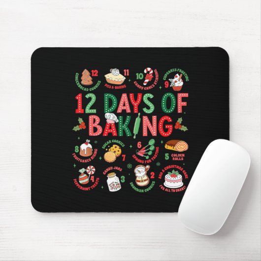12 Days Of Baking Baker Christmas Cook Chef Baking Mousepad (Mit Mouse)