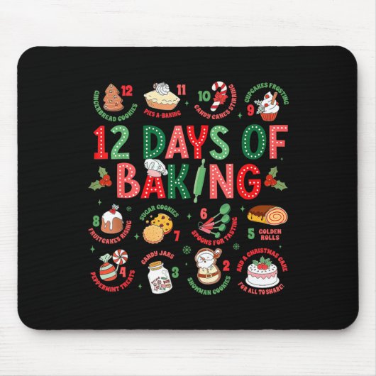 12 Days Of Baking Baker Christmas Cook Chef Baking Mousepad (Vorne)