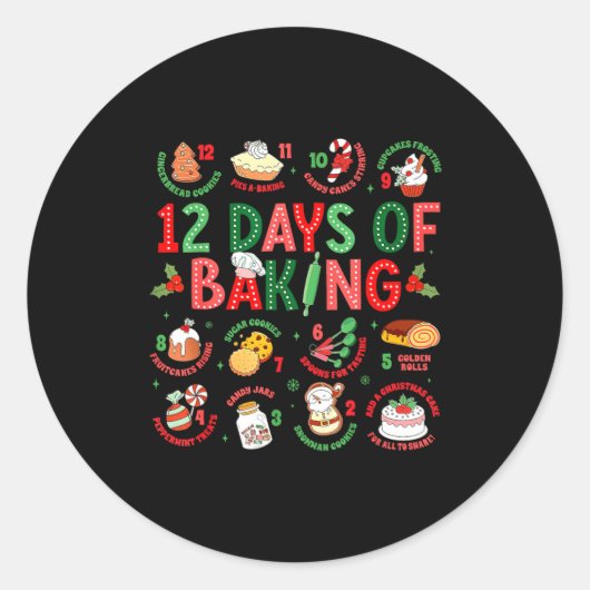 12 Days Of Baking Baker Christmas Cook Chef Baking Runder Aufkleber (Vorderseite)