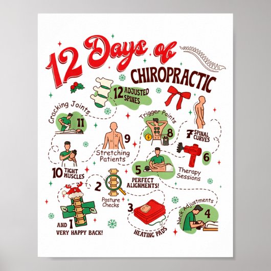 12 Days Of Chiropractic Christmas Chiropractor Poster (Vorne)