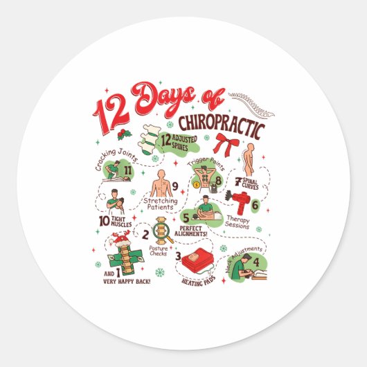 12 Days Of Chiropractic Christmas Chiropractor  Runder Aufkleber (Vorderseite)