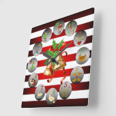 12 Days Of Christmas ~ Christmas Bells ~ Stripes ~ Quadratische Wanduhr (Winkel)