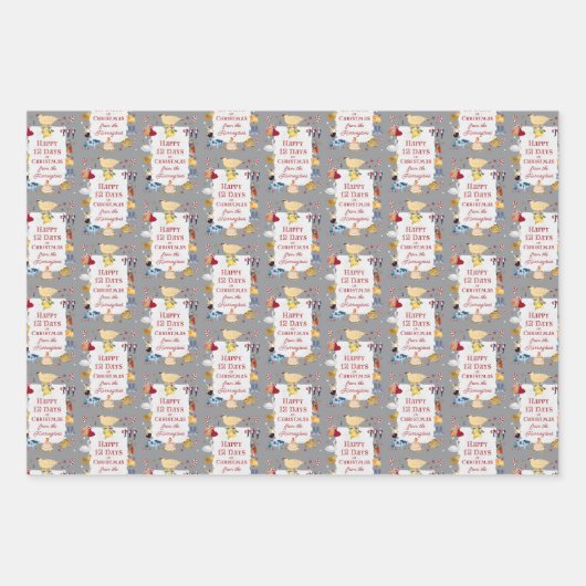 12 Days of Christmas Cool Retro Personalized Geschenkpapier Set (Vorderseite)