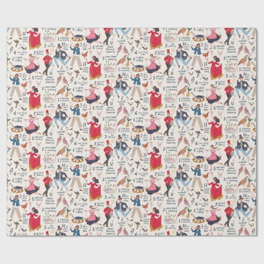12 Days of Christmas ecru Geschenkpapier (Flach)