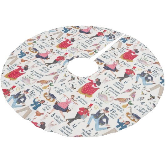 12 Days of Christmas ecru Traditional Classic Polyester Weihnachtsbaumdecke (Schrägansicht)