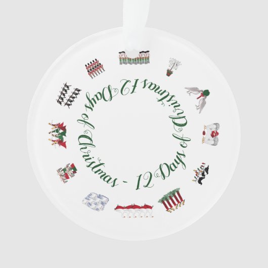 12 Days of Christmas in a Circle of Red and Green Ornament (Vorderseite)