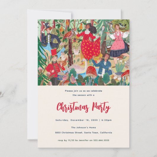 12 Days of Christmas Traditional Party Einladung (Vorderseite)