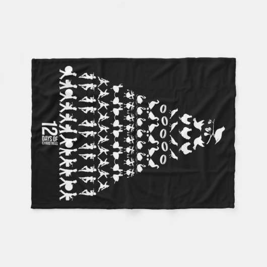 12 Days Of Christmas Tree Clic Holiday Christmas C Fleecedecke (Vorderseite (Horizontal))