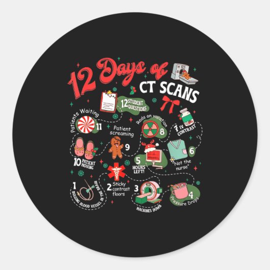 12 Days Of Ct Scans Christmas Ct Tech Cat Scan Runder Aufkleber (Vorderseite)