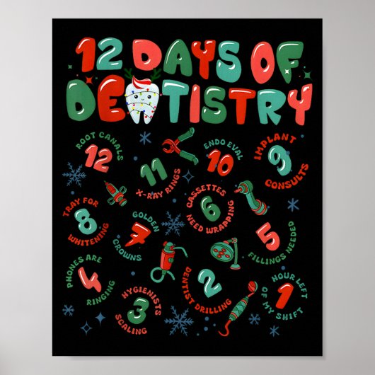 12 Days Of Dentistry Christmas Dental Squad Crew D Poster (Vorne)