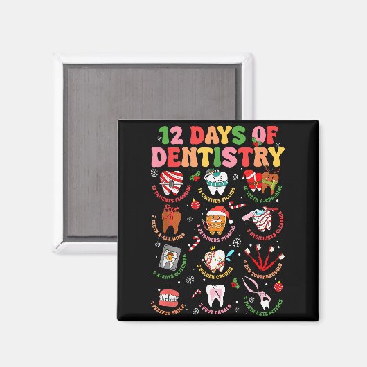 12 Days Of Dentistry Dentist Xmas Tooth Christmas Magnet (Vorderseite/Rückseite)
