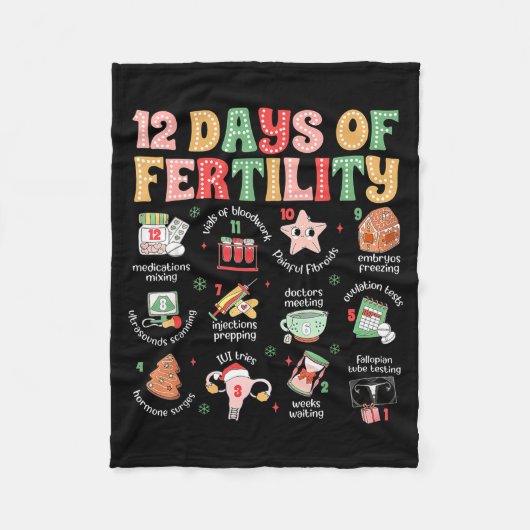 12 Days Of Fertility Ivf Nurse Christmas Ob Gyn Tr Fleecedecke (Vorderseite)
