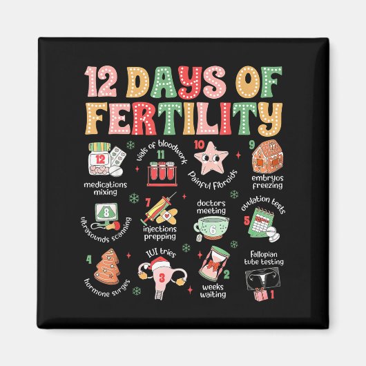 12 Days Of Fertility Ivf Nurse Christmas Ob Gyn Tr Magnet (Vorne)
