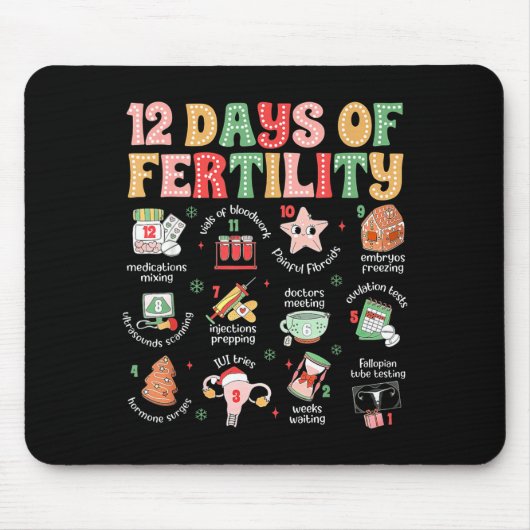 12 Days Of Fertility Ivf Nurse Christmas Ob Gyn Tr Mousepad (Vorne)