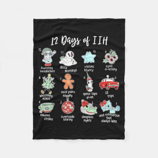 12 Days Of Iih Christmas Awareness Pseudotumor Cer Fleecedecke (Vorderseite)