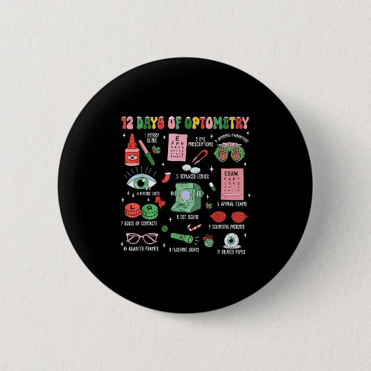 12 Days Of Optometry Christmas Eye Doctor Optometr Button (Vorderseite)