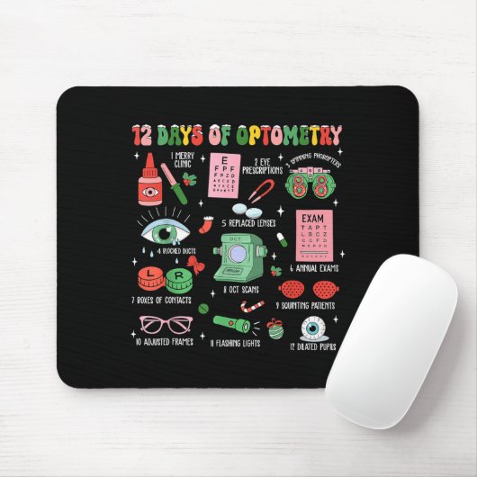 12 Days Of Optometry Christmas Eye Doctor Optometr Mousepad (Mit Mouse)