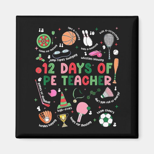 12 Days Of Pe Teacher Physical Education Gym Coach Magnet (Vorne)