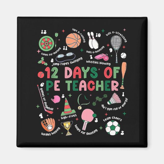 12 Days Of Pe Teacher Physical Education Gym Coach Magnet (Vorne)